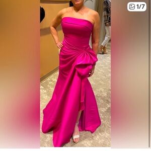 Terani Couture Vibrant Pink Strapless Gown